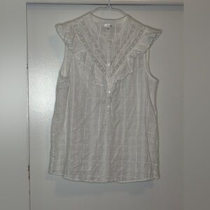 White Sleeveless Ruffled Women's Top